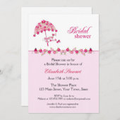 Roze Floral Umbrella, Bridal Shower Invitation Kaart (Voorkant / Achterkant)