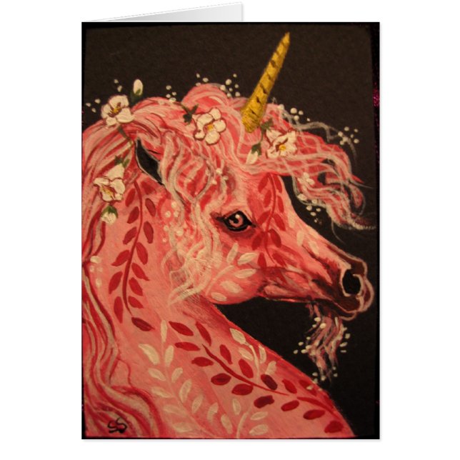 Roze Floral Unicorn (Voorkant)