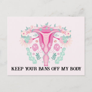Roze Floral Uterus houdt je verboden uit mijn lich Briefkaart