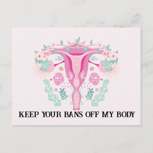 Roze Floral Uterus houdt je verboden uit mijn lich Briefkaart (Voorkant)