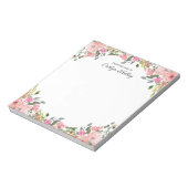 Roze Floral van het bureau van, gepersonaliseerd Notitieblok (Linkerzijde)