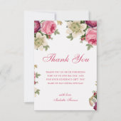 Roze Floral | Verjaardag Dank je wel Bedankkaart (Voorkant)