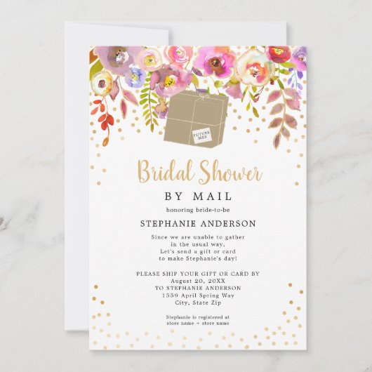 Roze Floral + verzenddoos Vrijgezellenfeest per po Kaart (Voorkant)