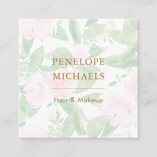  roze Floral Vierkante Visitekaartje (Voorkant)