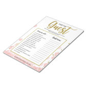 Roze Floral vind het Game van het Vrijgezellenfees Notitieblok (Schuin)