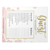 Roze Floral vind het Game van het Vrijgezellenfees Notitieblok (Voorkant)