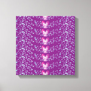 Roze Floral Violet behang patroon Canvas Afdruk