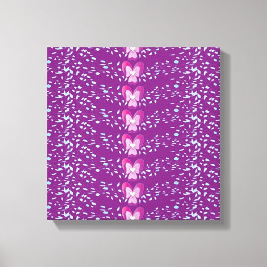 Roze Floral Violet behang patroon Canvas Afdruk (Voorkant)