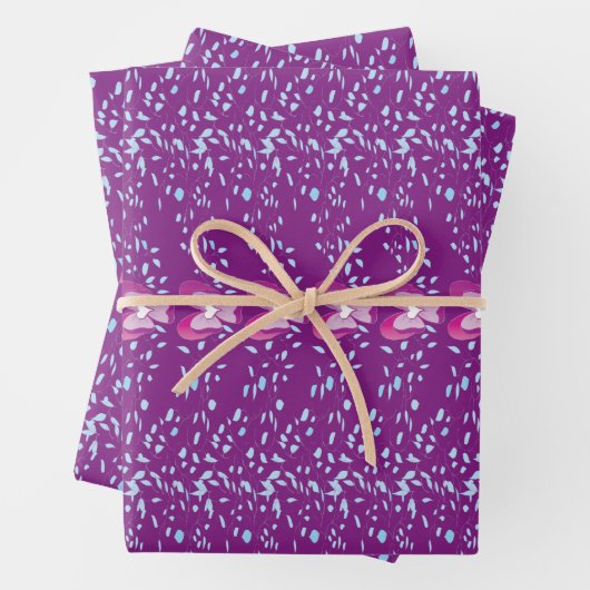 Roze Floral Violet behang patroon Inpakpapier Vel (In situ)