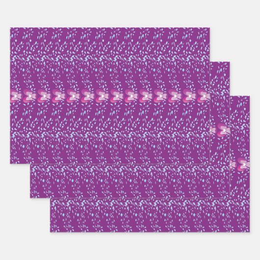 Roze Floral Violet behang patroon Inpakpapier Vel (Set)