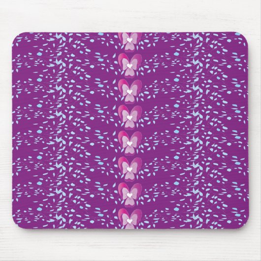 Roze Floral Violet behang patroon Muismat (Voorkant)