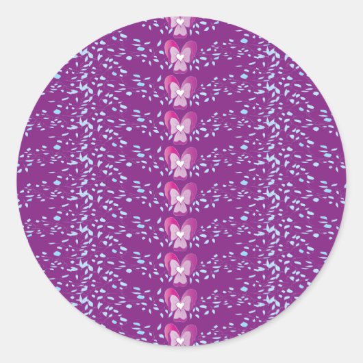  Roze Floral Violet behang patroon Ronde Sticker (Voorkant)