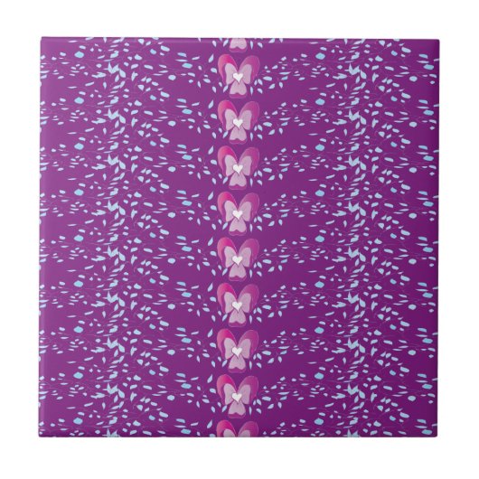 Roze Floral Violet behang patroon Tegeltje (Voorkant)