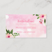 Roze Floral Visitekaartje (Achterkant)