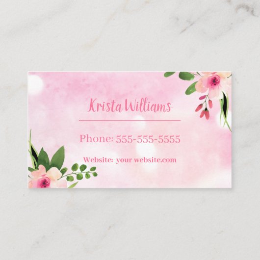 Roze Floral Visitekaartje (Achterkant)