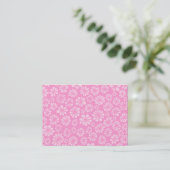 Roze Floral Visitekaartje (Staand voorkant)