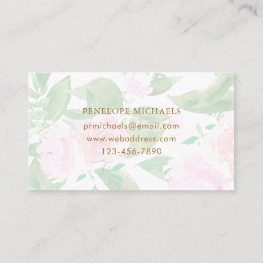  Roze Floral Visitekaartje (Achterkant)