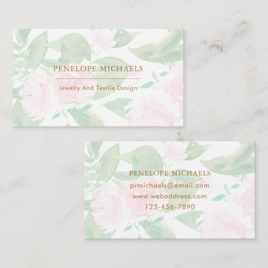  Roze Floral Visitekaartje (Voorkant / Achterkant)