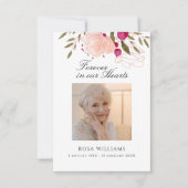 Roze Floral voor altijd in ons hart Notitiekaartje (Voorkant)