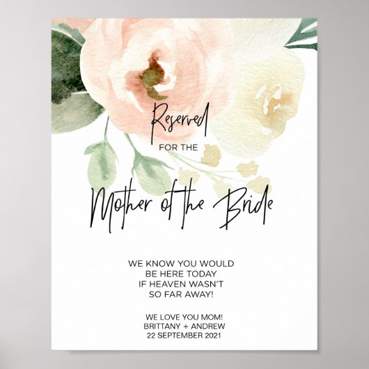 Roze Floral voorbehouden voor moeder van het bruid Poster (Voorkant)