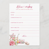  roze floral Vrijgezellenfeest Advies & wensen Informatiekaartje (Voorkant)