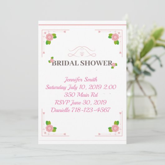  Roze Floral Vrijgezellenfeest Kaart (Staand voorkant)