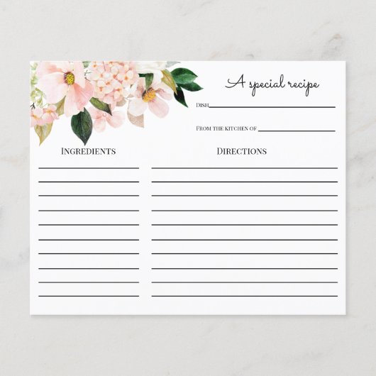 Roze Floral Vrijgezellenfeest Recipcard (Voorkant)