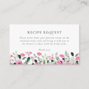 Roze Floral Vrijgezellenfeest Recipe Request Informatiekaartje