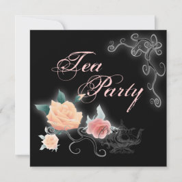 Roze Floral Vrijgezellenfeest Tea Party Invitation Kaart