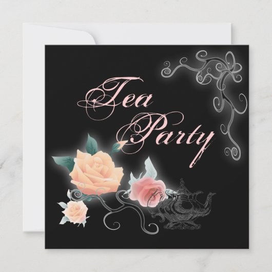 Roze Floral Vrijgezellenfeest Tea Party Invitation Kaart (Voorkant)
