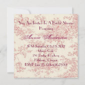 Roze Floral Vrijgezellenfeest Tea Party Invitation Kaart (Achterkant)