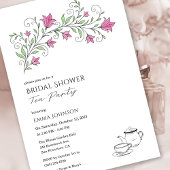 Roze Floral Vrijgezellenfeest Tea Party Invitation Kaart