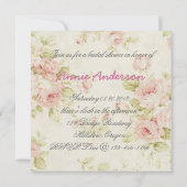 Roze Floral Vrijgezellenfeest Tea Party Invitation Kaart (Achterkant)