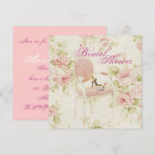 Roze Floral Vrijgezellenfeest Tea Party Invitation Kaart (Voorkant / Achterkant)