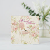 Roze Floral Vrijgezellenfeest Tea Party Invitation Kaart (Staand voorkant)