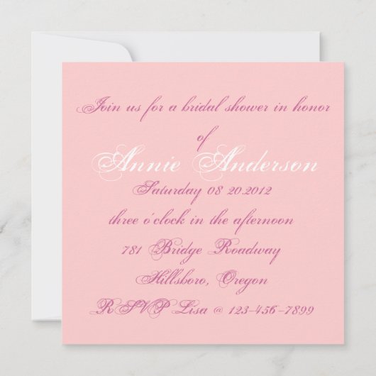 Roze Floral Vrijgezellenfeest Tea Party Invitation Kaart (Achterkant)