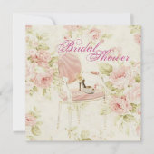 Roze Floral Vrijgezellenfeest Tea Party Invitation Kaart (Voorkant)