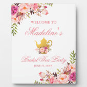 Roze Floral Vrijgezellenfeest Tea Party Welkom Fotoplaat (Voorkant)