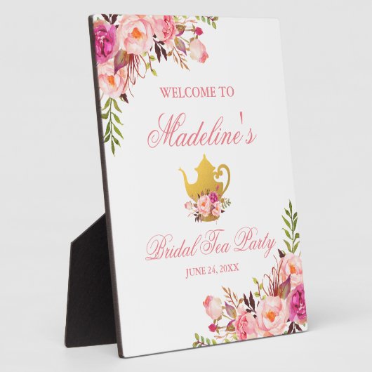Roze Floral Vrijgezellenfeest Tea Party Welkom Fotoplaat (Zijkant)