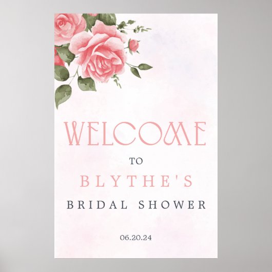 Roze Floral Vrijgezellenfeest Welkomstteken Poster (Voorkant)