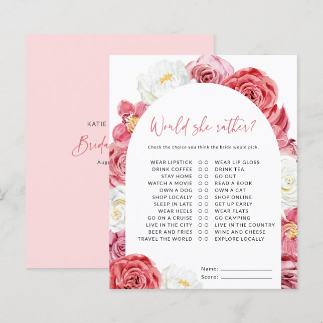 Roze Floral Vrijgezellenfeest zou ze niet meer wil (Voorkant / Achterkant)