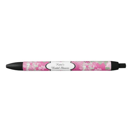 Roze Floral, Vrijgezellenfeest Zwarte Inkt Pen (Voorkant)