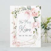 Roze Floral vult hoeveel Kisses in de pot Kaart (Staand voorkant)