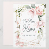 Roze Floral vult hoeveel Kisses in de pot Kaart (Voorkant / Achterkant)