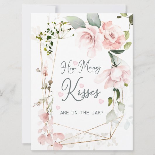 Roze Floral vult hoeveel Kisses in de pot Kaart (Voorkant)