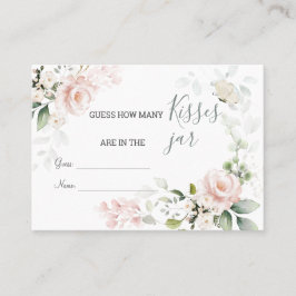 Roze Floral vult hoeveel Kisses in de pot Plaatskaartje