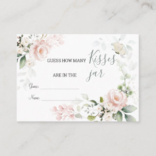 Roze Floral vult hoeveel Kisses in de pot Plaatskaartje