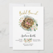 Roze Floral Waffle Bridal Brunch Uitnodiging (Voorkant)