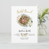 Roze Floral Waffle Bridal Brunch Uitnodiging (Staand voorkant)