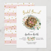 Roze Floral Waffle Bridal Brunch Uitnodiging (Voorkant / Achterkant)